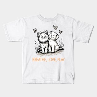 Breathe Love Play - Whiskers & Wags Kids T-Shirt